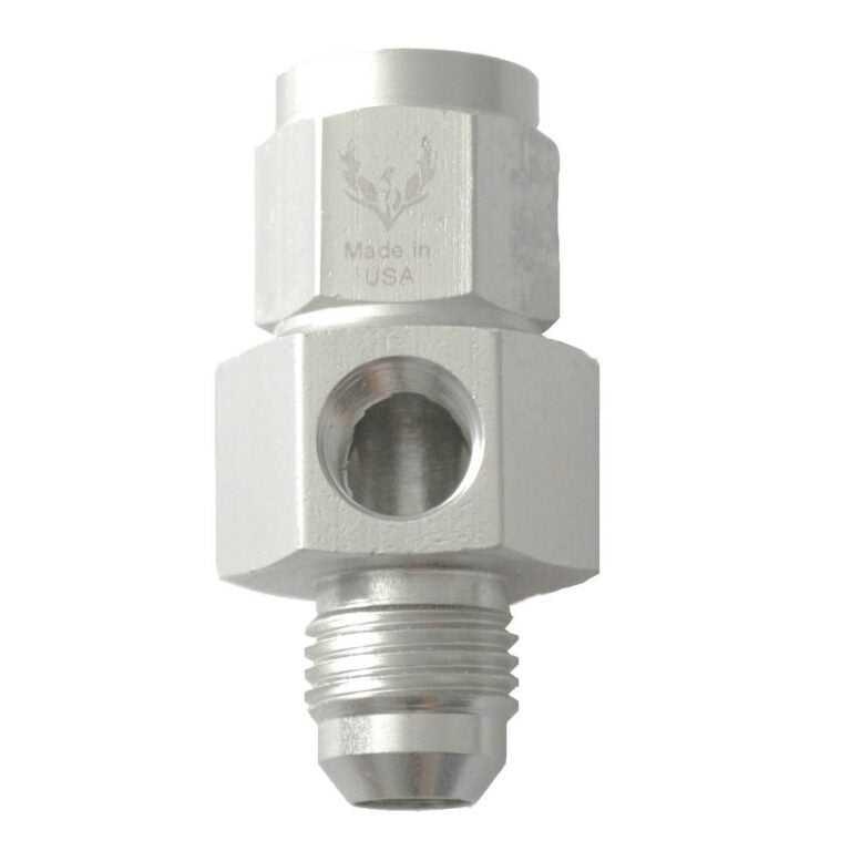 -4 Female Swivel To -4 Male With 1/8 Port Silver/Clear