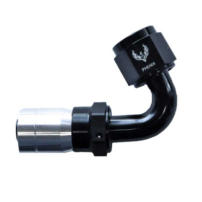 AN -10 Crimped Hose End 120 Degree - Black/Silver/Clear