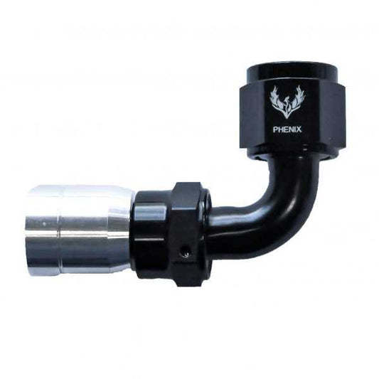 AN -12 Crimped Hose End 90 Degree - Black/Silver/Clear