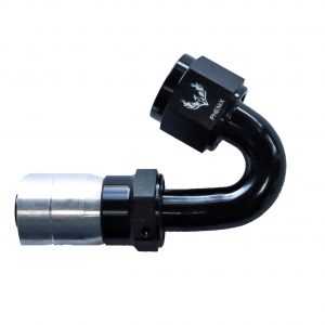 AN -16 Crimped Hose End 150 Degree - Black/Silver/Clear