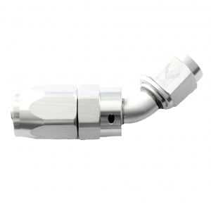 AN -8 Swivel Hose End 45 Degree - Silver/Clear