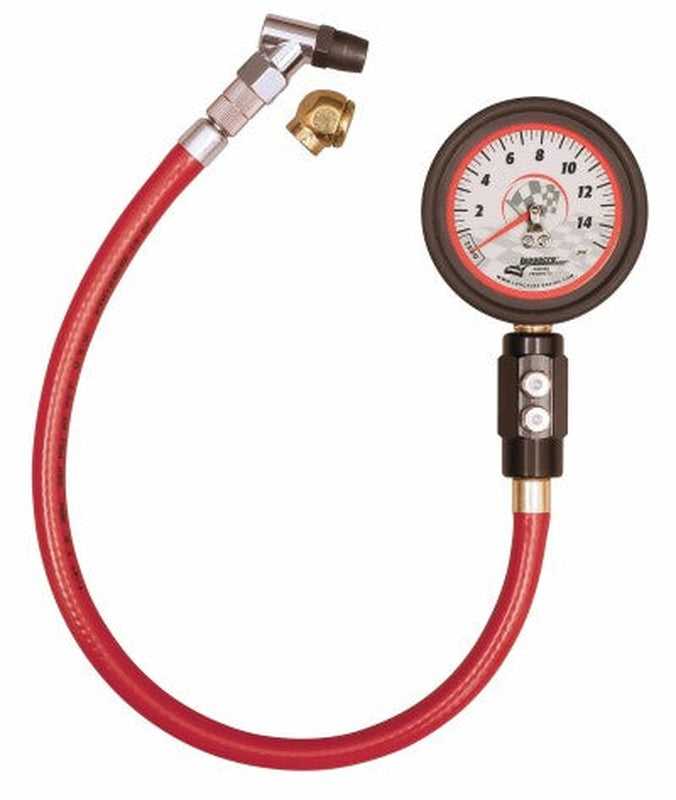 Longacre Tire Gauge 52033: Dlx 2.5" TPG 0-15 PSI Angle & Ball Chuck w-Dual Bleed