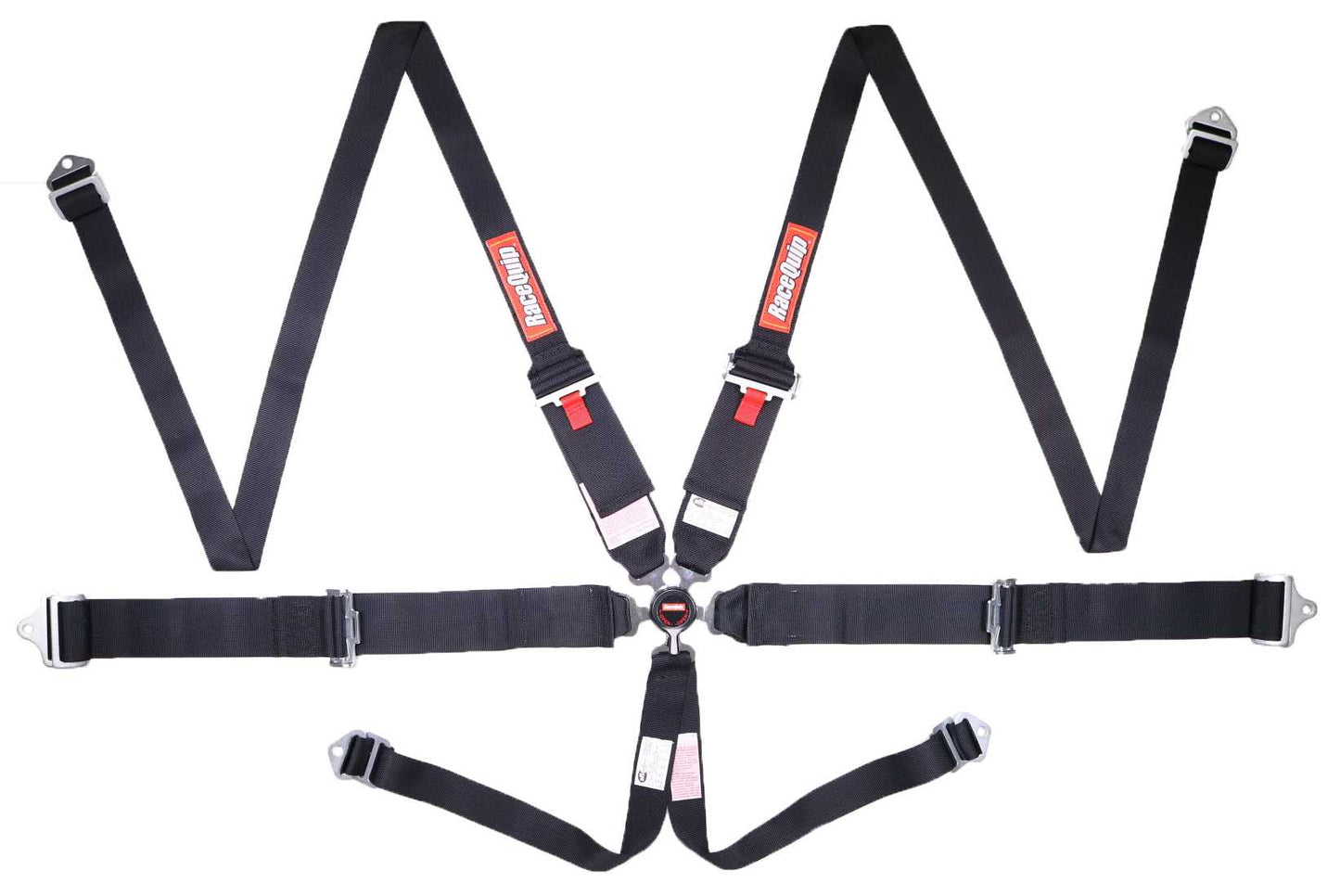 Racequip 6 Point HNR Harness, Camlock, SFI 16.1, Pull Up Adjust, Bolt-On / Wrap Around, Individual Harness, Black