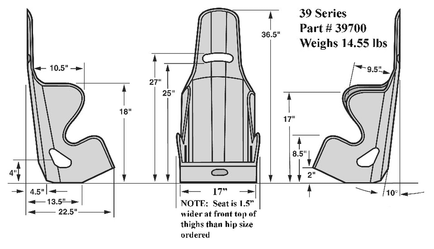 Kirkey 38 Series Intermediate 20 Degree Layback Aluminum Seat (like Spec Miata Seat)