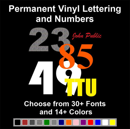 Solo Performance Specialties Custom Permanent Vinyl Numbers and Letters