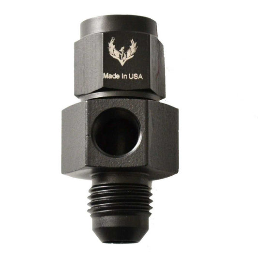 - 12 Female Swivel To - 12 Male With 1/8 Port Alum Black