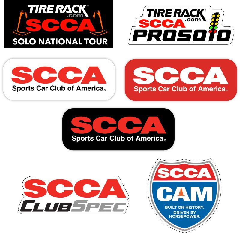 Tire Rack SCCA National Solo Magnetic or Reusable Vinyl Stickers - National Tour, ProSolo, ClubSpec, CAM