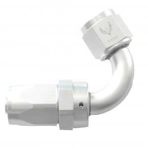 AN -12 Swivel Hose End 120 Degree - Silver/Clear