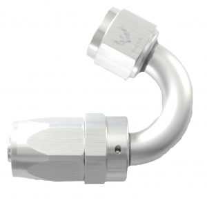 AN -12 Swivel Hose End 150 Degree - Silver/Clear