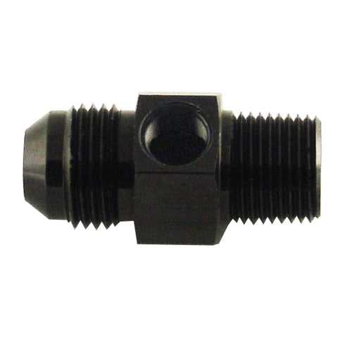 Flare To Pipe Adapter With Port - 10 To 1/2 Npt 1/8 Port Black