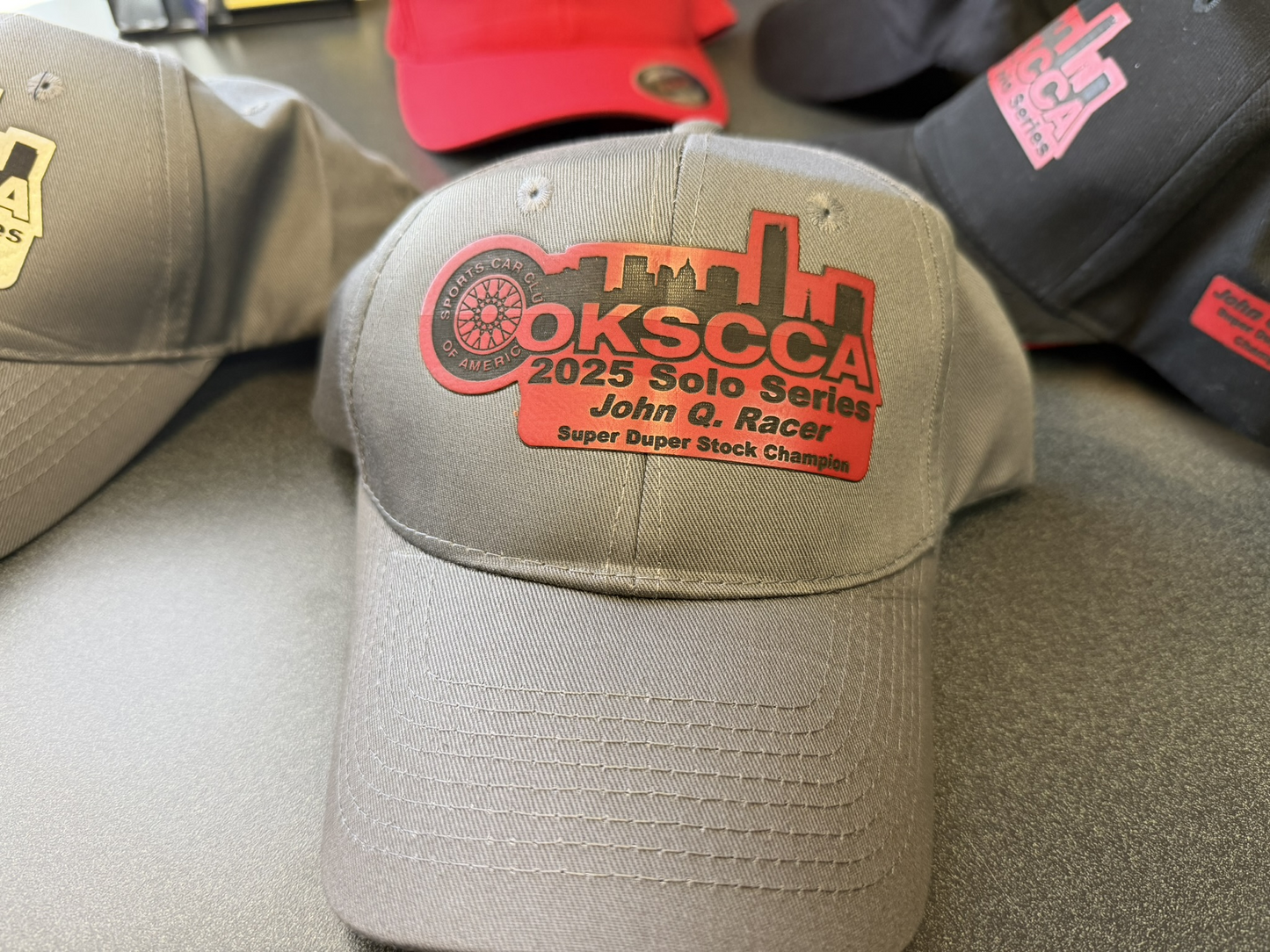 Custom Hats with leatherette patch Logo and Personalization