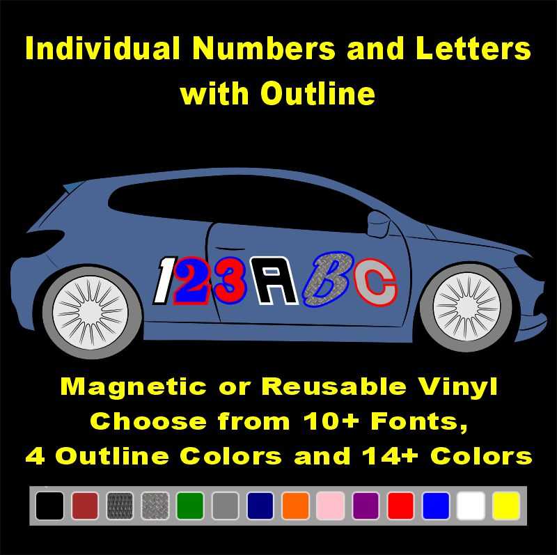 Autox Numbers Outline Autocross Numbers Individual Letters and Numbers โ Solo ...
