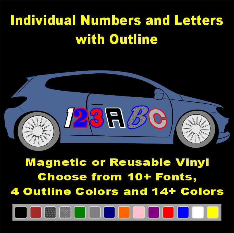Individual Numbers and Letters with Outline