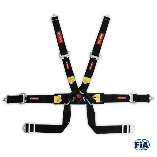 Pyrotect Formula 2" FIA 6 point Cam-lock Safety Harness, Black