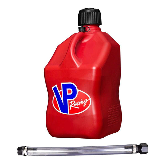 VP Racing 5.5 Gallon Motorsport Container® Utility Jug – Square with Filler Hose, Red