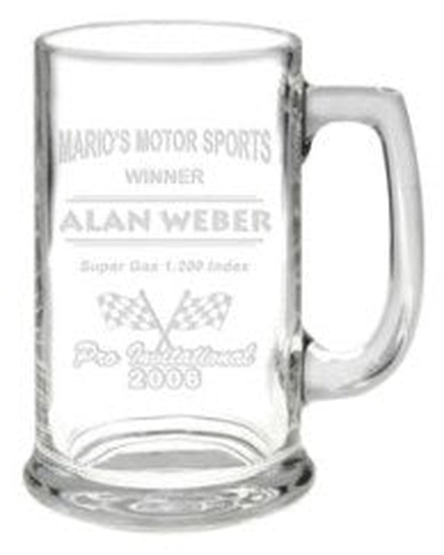 15oz Glass Mug with Laser Etched Custom Logo and Text