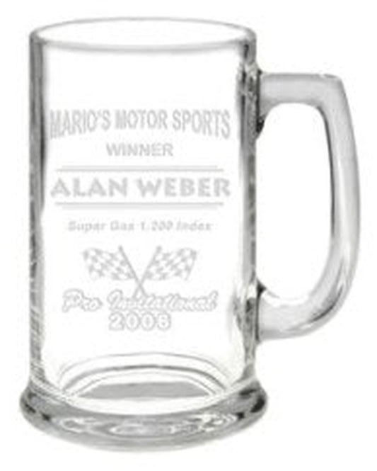 15oz Glass Mug with Laser Etched Custom Logo and Text