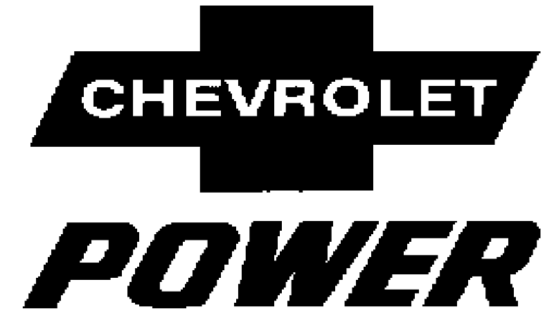 Decal, Auto Manufacturer, Chevrolet Power, Medium, 6 1-2" x 3 3-4", Printed, Blue & Red on White