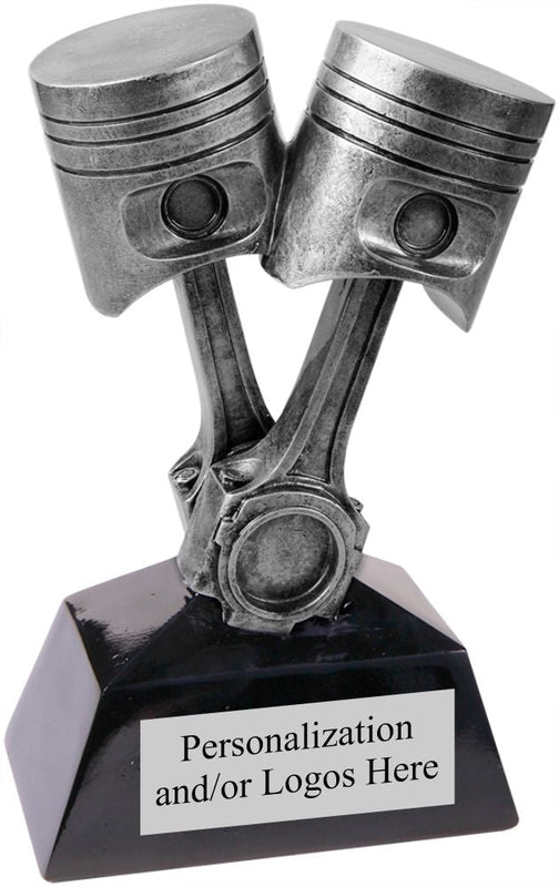Resin Piston Design Trophy with Personalization, available in 7", 9" or 11" sizes