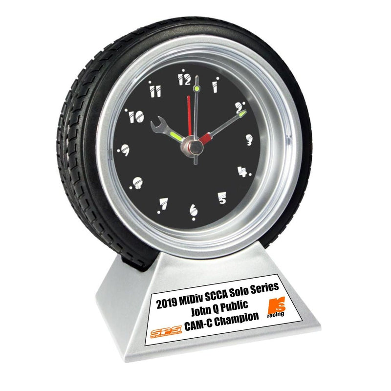 Desk Tire Clock Trophy with Personalization