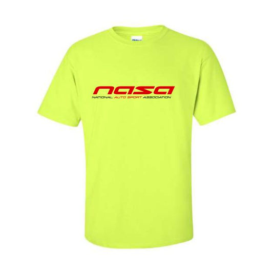 NASA Racing Logo Safety Green 100% Cotton Short Sleeve T-Shirt