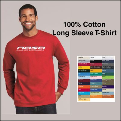 NASA Racing Logo 100% Cotton Long Sleeve T-Shirt, Choose your color!