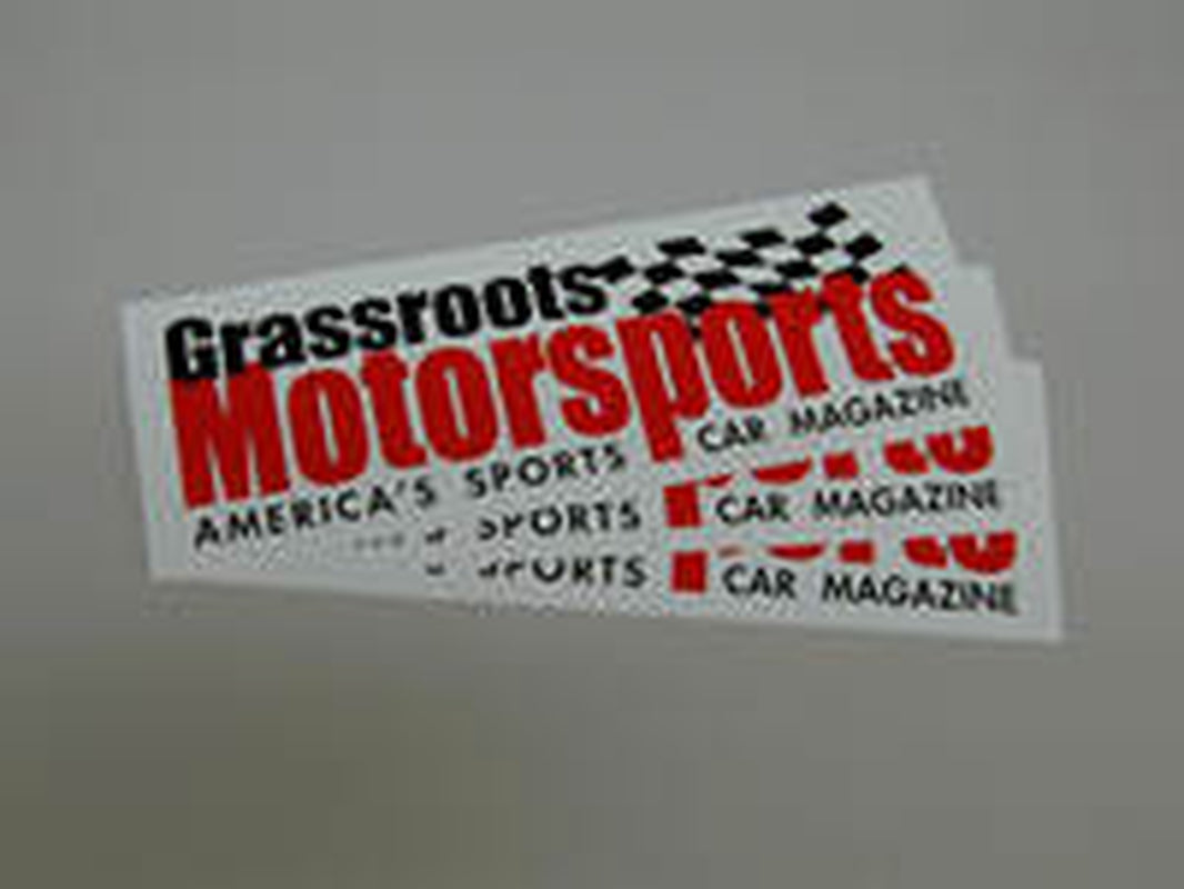 Decal, Autocross-Racing Related, Grassroots Motorsports, 9 1-4" x 3 1-4", Printed, Red & Black on White