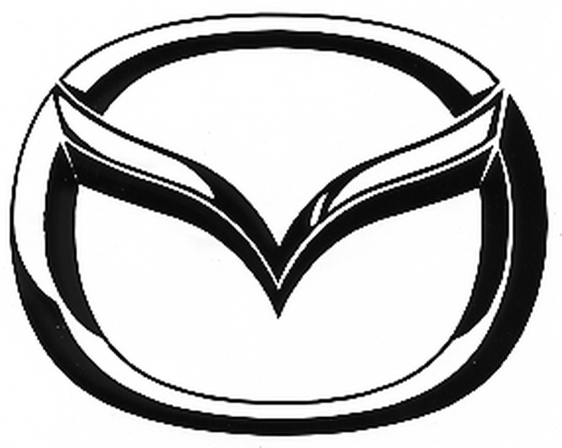 Decal, Auto Manufacturer, Mazda Logo Medium, 8" x 6 1-2", Die Cut, White, Black or Blue