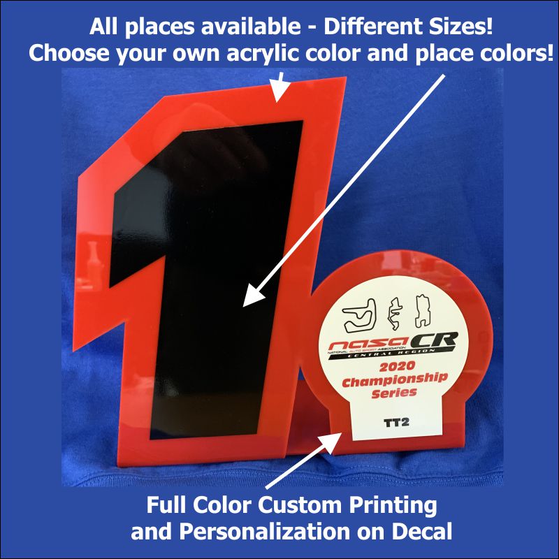 Semi Custom Stand Up Acrylic Trophy - Custom Colors, Personalization and more