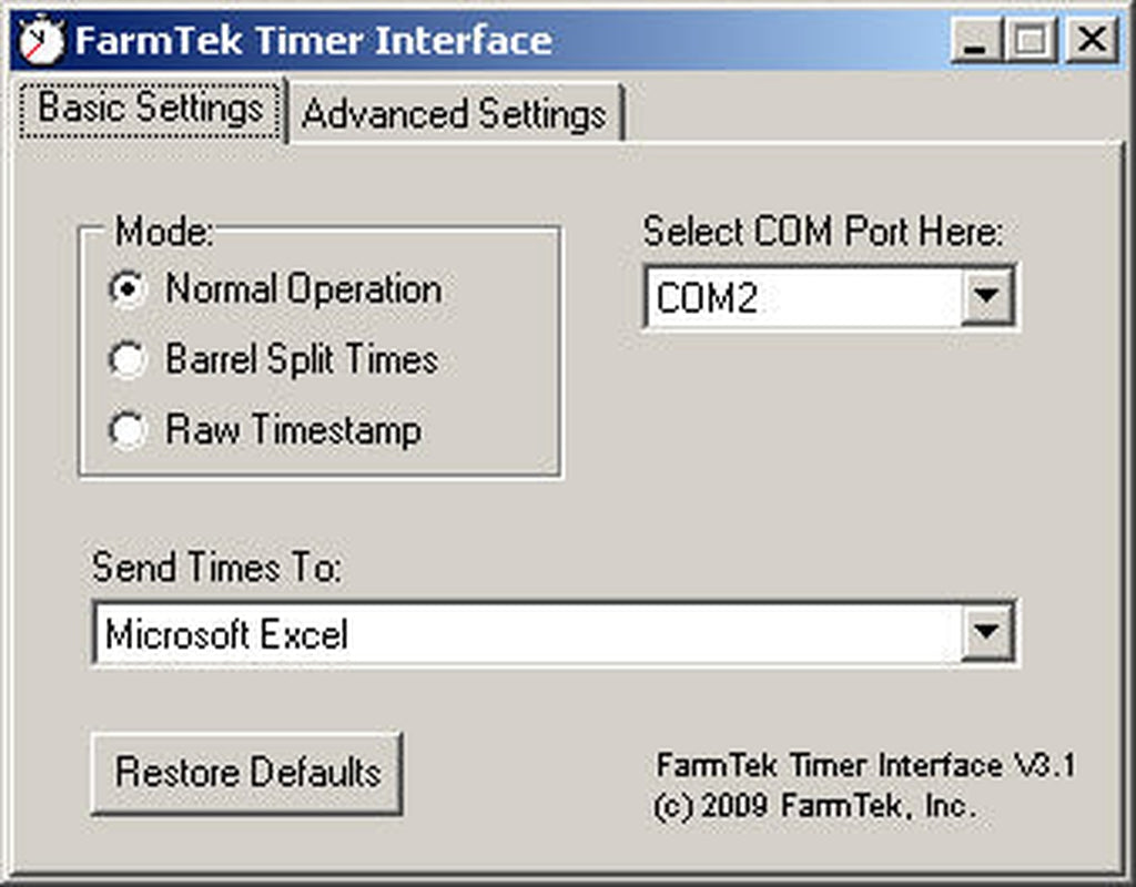 Farmtek Timer Interface Software